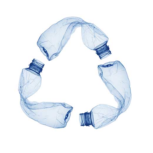 recycling symbols of clear plastic bottles