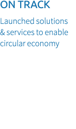 ON TRACK Launched solutions & services to enable circular economy 
