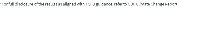 *For full disclosure of the results as aligned with TCFD guidance, refer to CDP Climate Change Report.